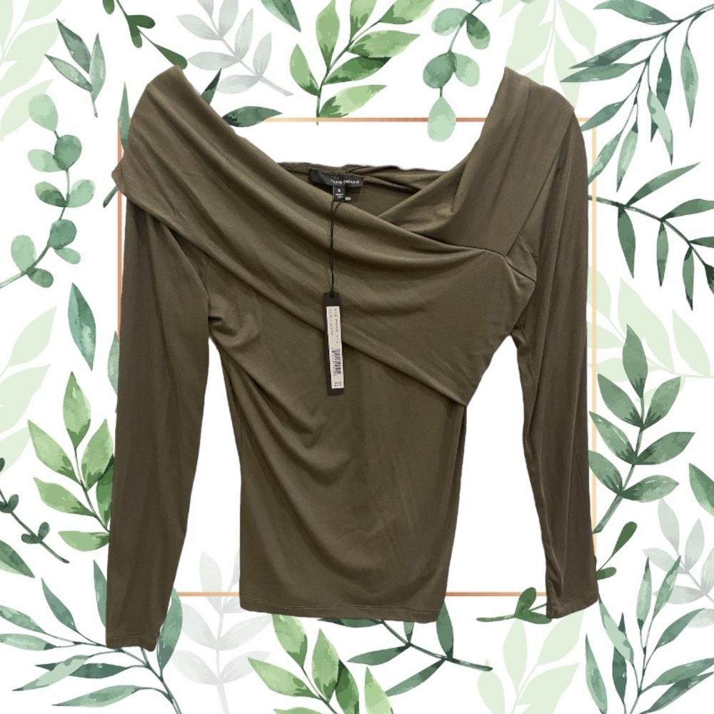 NWT Camo Green Long Sleeve Top - Off the Shoulders - Womens Blouse Size Small S